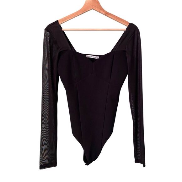Abercrombie & Fitch Long Sleeve Mesh Crepe Shell Bodysuit in Size Medium - Picture 3 of 8